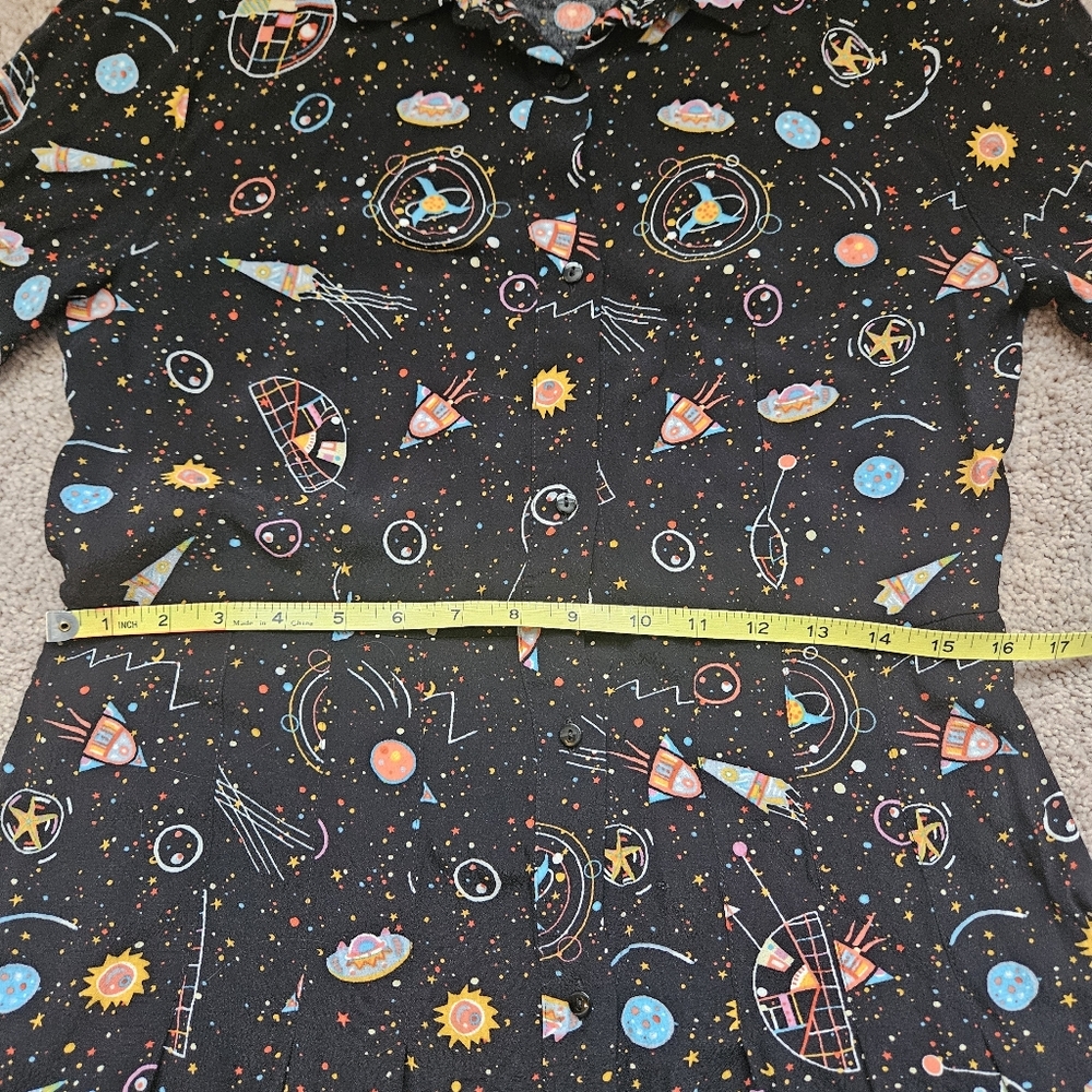 & Other Stories Black Galaxy Space Shirt Dress Size 12 Space Science Nerd Dress - Picture 7 of 7